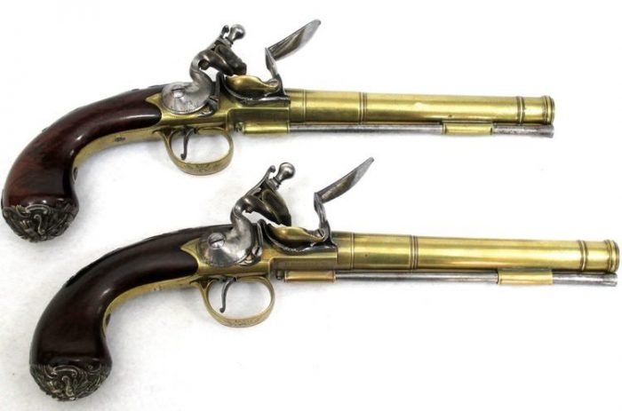 Pair of British flintlock pistols